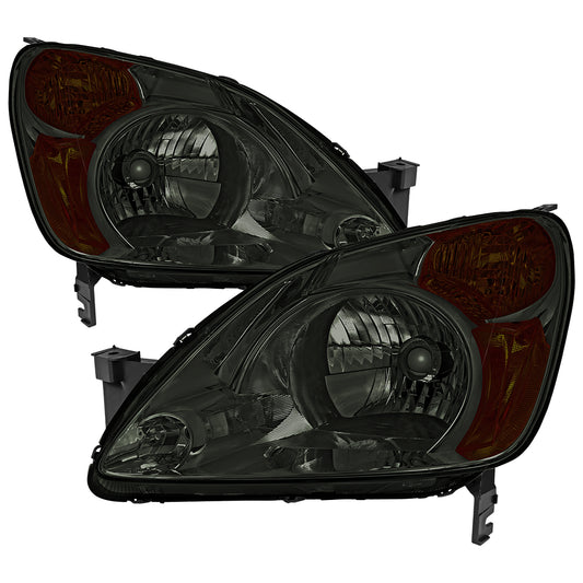 Spec-D 2002-2004 Honda CR-V OE Style with Amber Reflector Chrome w/ Smoked Lens Headlights