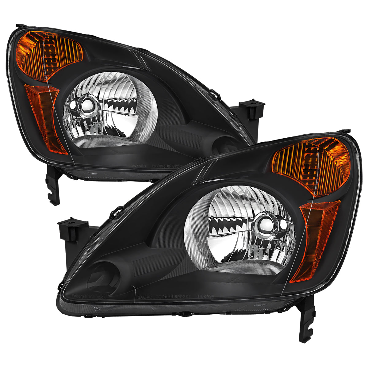 Spec-D 2002-2004 Honda CR-V OE Style with Amber Reflector Black Headlights