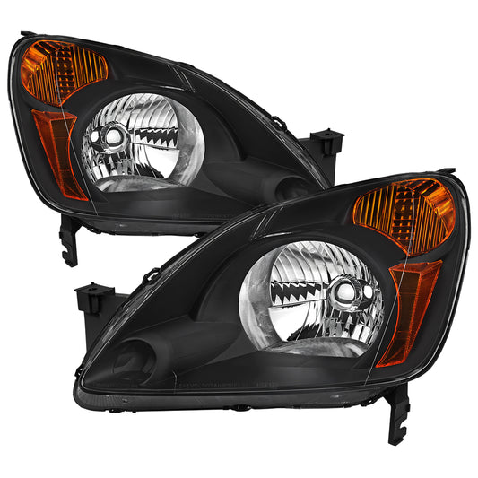 Spec-D 2002-2004 Honda CR-V OE Style with Amber Reflector Black Headlights
