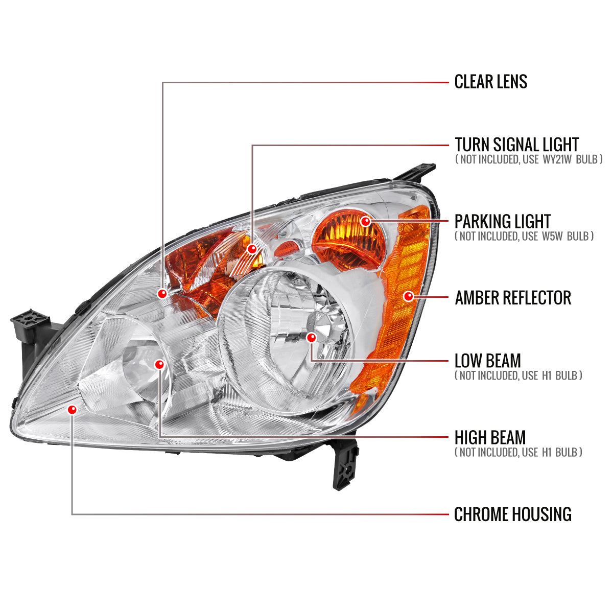 Spec-D Honda CR-V Factory JP 05 chrome headlights