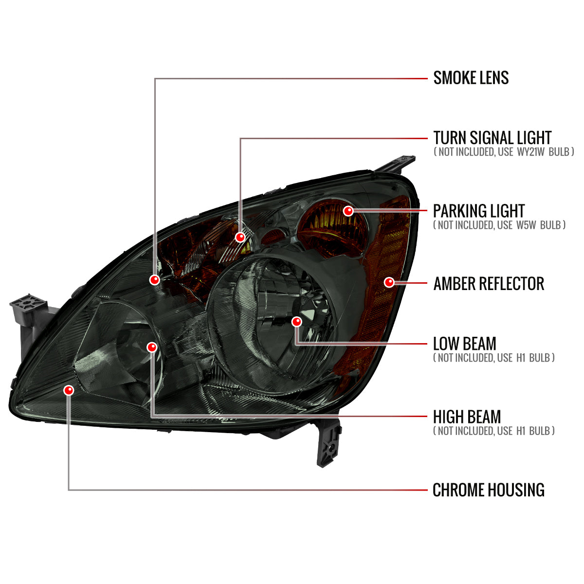 06 Honda CR-V OE JP Spec-D chrome headlights