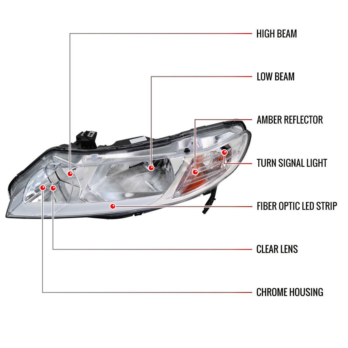Spec-D Honda Civic 4DR 08 chrome headlights