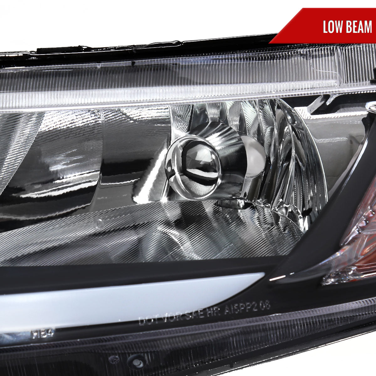 Spec-D 2006-2011 Honda Civic 4DR 4DR OE Style w/ LED Strip Black Headlights
