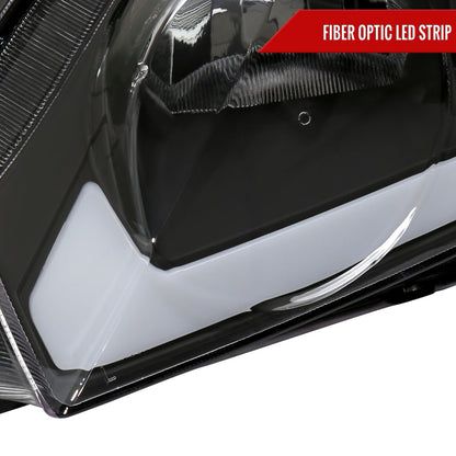 Spec-D 2006-2011 Honda Civic 4DR 4DR OE Style w/ LED Strip Black Headlights