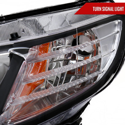 Spec-D 2006-2011 Honda Civic 4DR 4DR OE Style w/ LED Strip Black Headlights