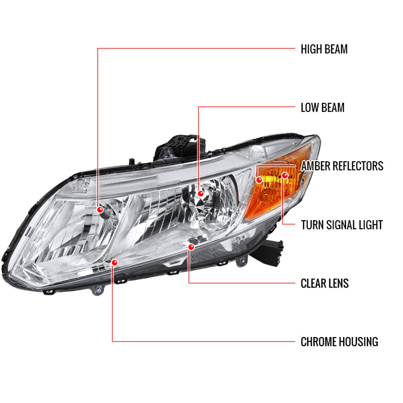 Spec-D Honda Civic 2DR Civic 12 chrome headlights