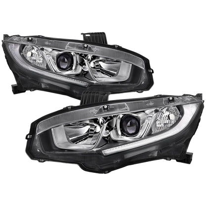 Spec-D 2016 Honda Civic LED Strip chrome headlights upgrade