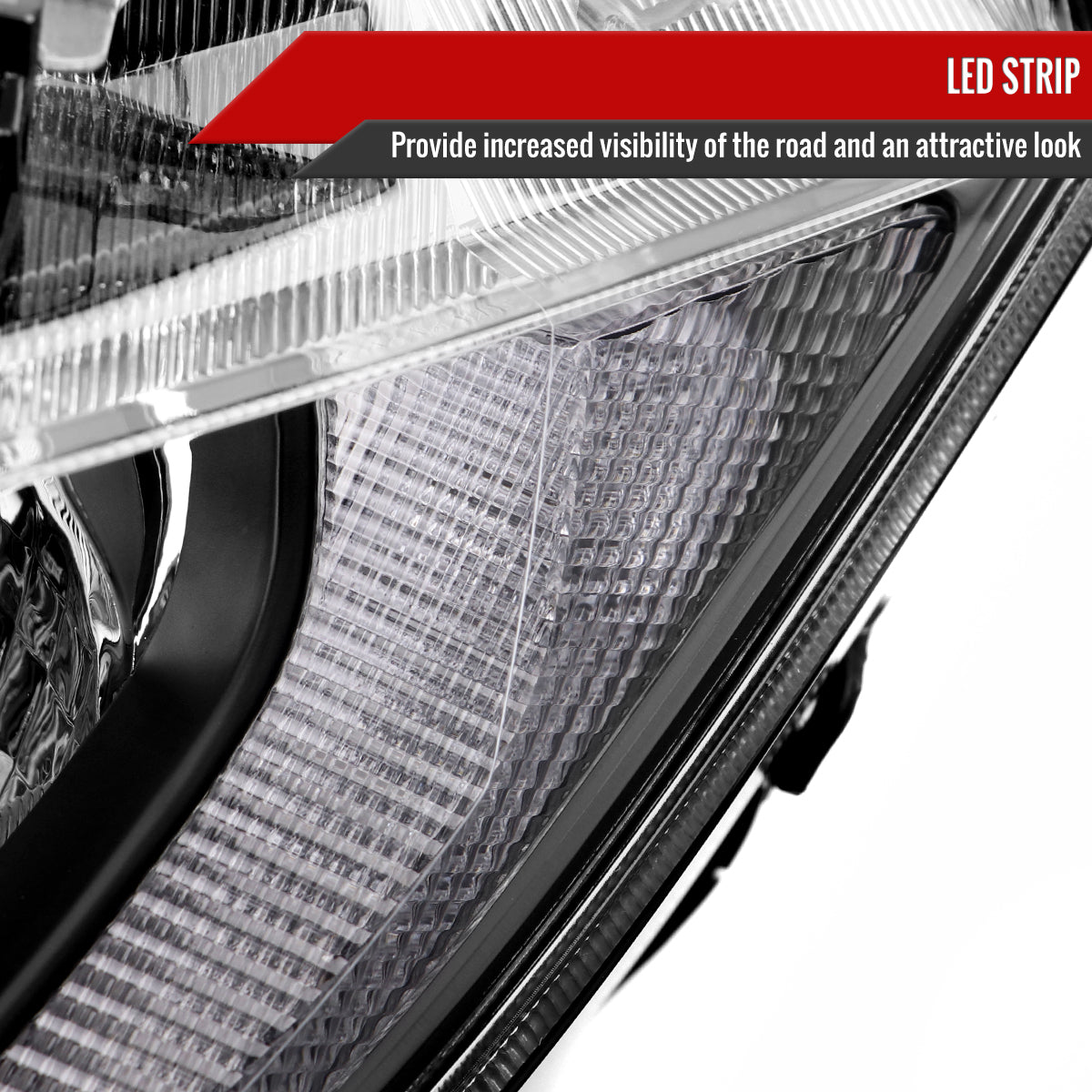 Spec-D 2016-2021 Honda Civic LED Strip OE Style Projector Black Headlights