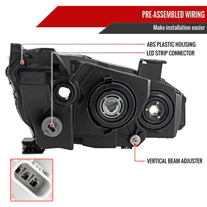 Spec-D 2016-2021 Honda Civic LED Strip OE Style Projector Black Headlights