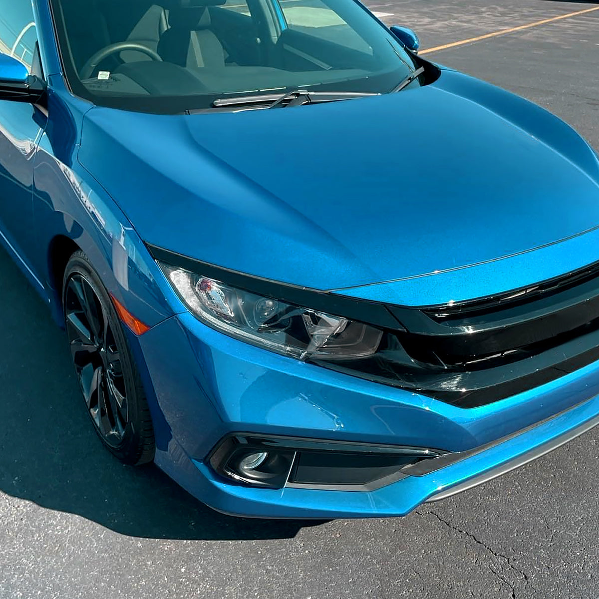 Spec-D 2016-2021 Honda Civic LED Strip OE Style Projector Black Headlights