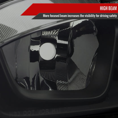 Spec-D 2016-2021 Honda Civic LED Strip OE Style Projector Black w/ Smoked Lens Headlights