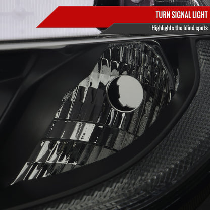 Spec-D 2016-2021 Honda Civic LED Strip OE Style Projector Black w/ Smoked Lens Headlights