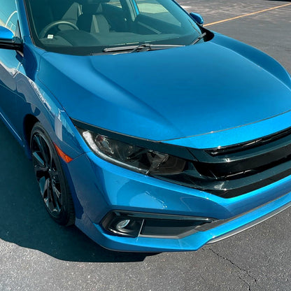 Spec-D 2016-2021 Honda Civic LED Strip OE Style Projector Black w/ Smoked Lens Headlights