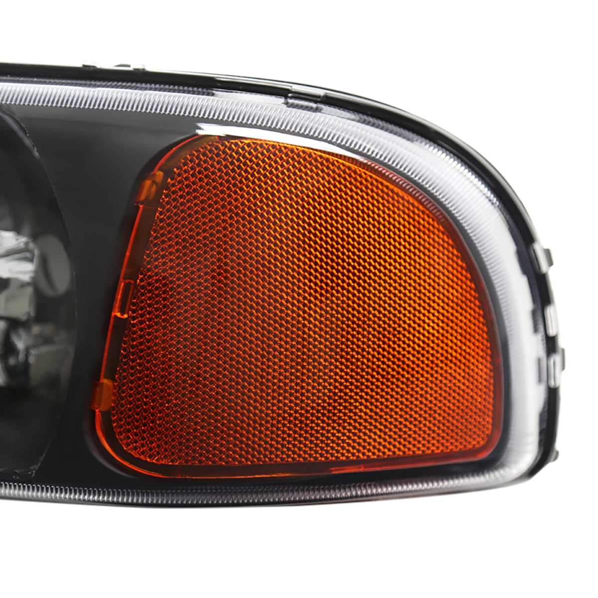 Spec-D 1999-2006 GMC Sierra/Yukon/Yukon XL Crystal w/ Amber Reflector Black Headlights