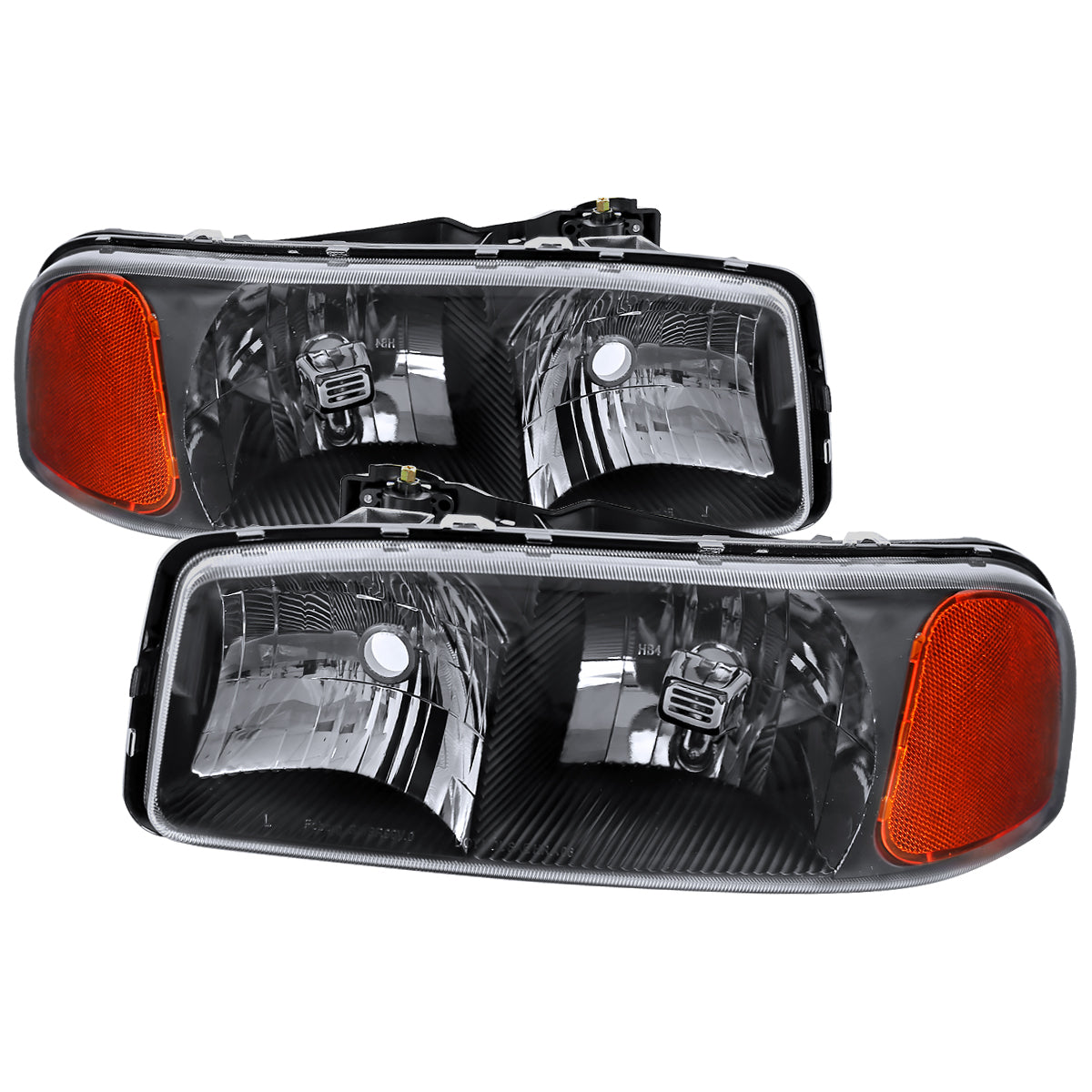 Spec-D 1999-2006 GMC Sierra/Yukon/Yukon XL Crystal w/ Amber Reflector Black Headlights