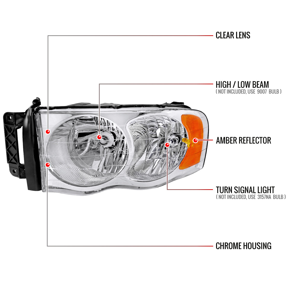 Spec-D Ram OE 04 chrome headlights