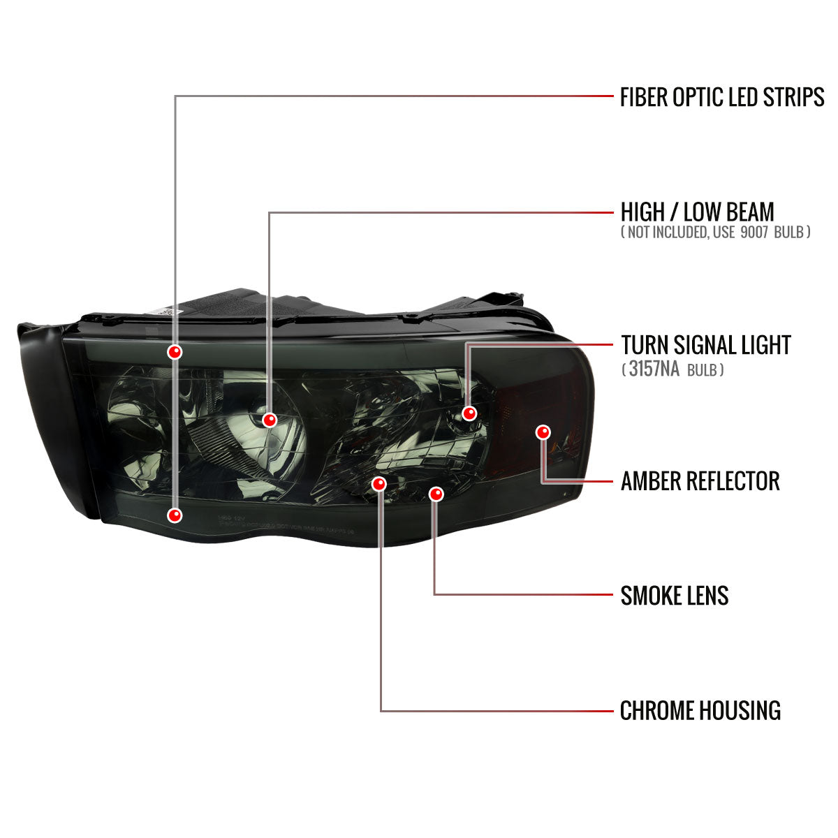 Spec-D Ram 04 smoked headlights