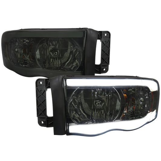 Spec-D 2002-2005 Dodge RAM 1500 /2003-2005 Dodge RAM 2500/3500 LED Tube OE Style Chrome w/ Smoked Lens Headlights