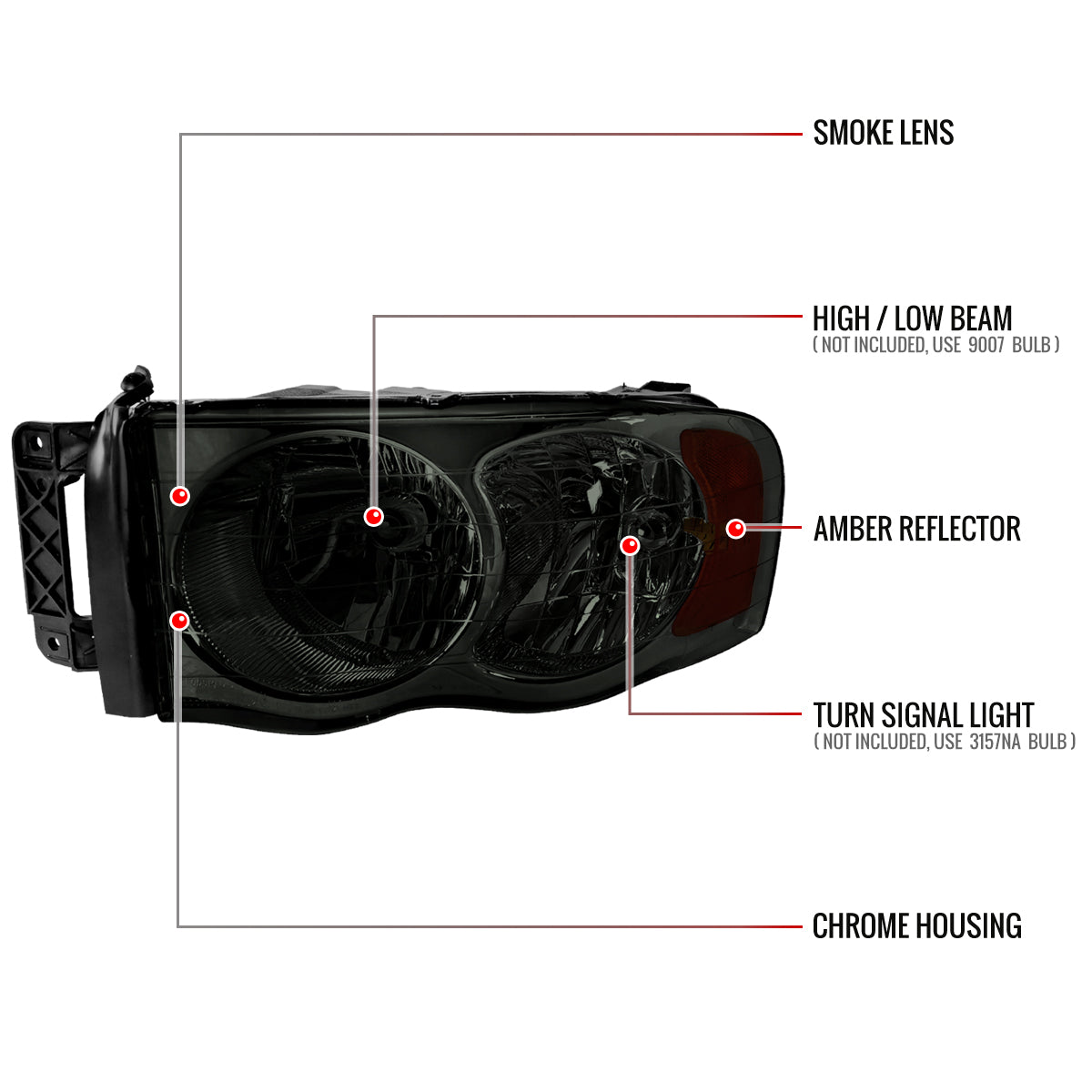 Spec-D Ram OE 04 smoked headlights