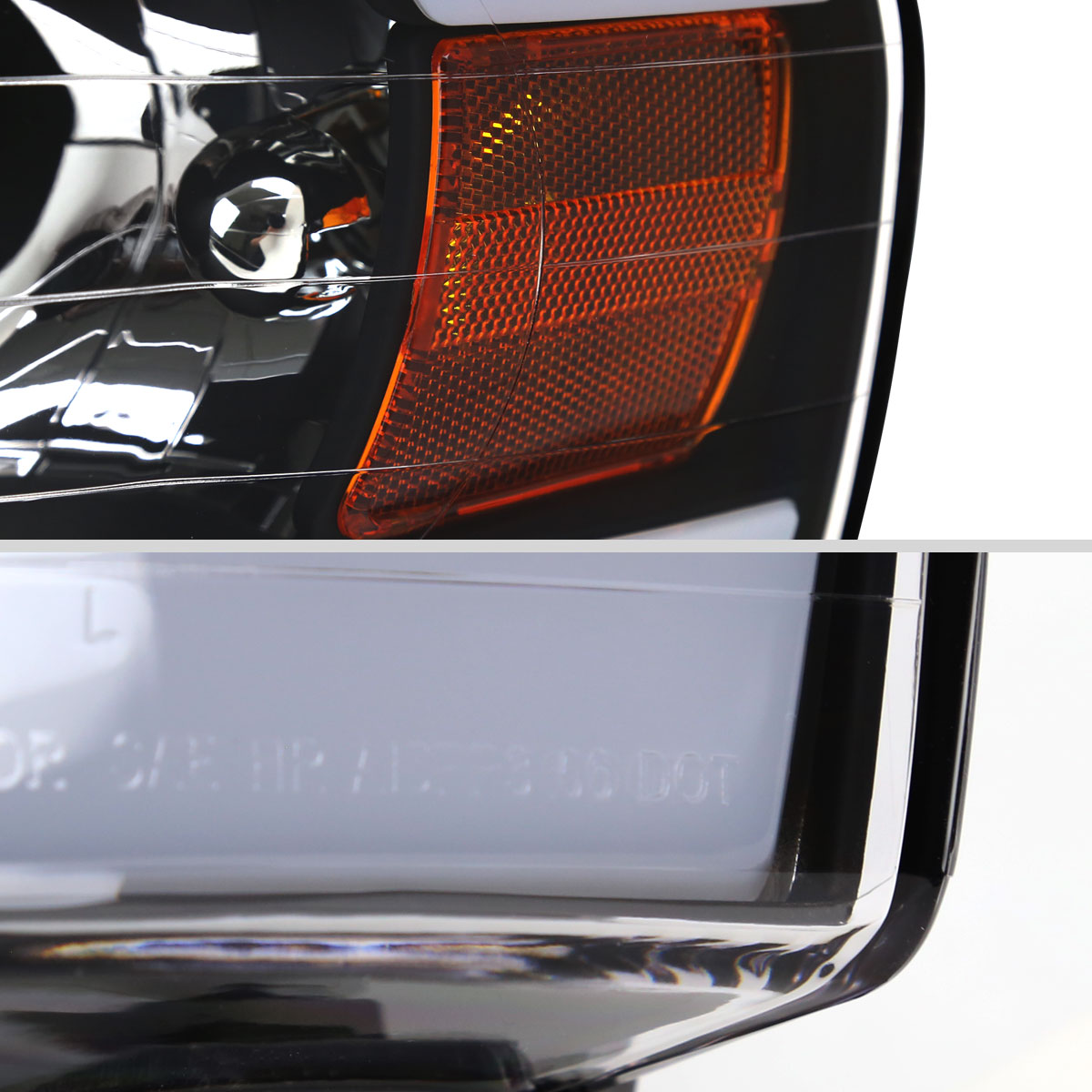 Spec-D 2002-2005 Dodge RAM 1500/2003-2005 Dodge RAM 2500/3500 LED Tube OE Style Matte Black Housing)/Clear) Headlights