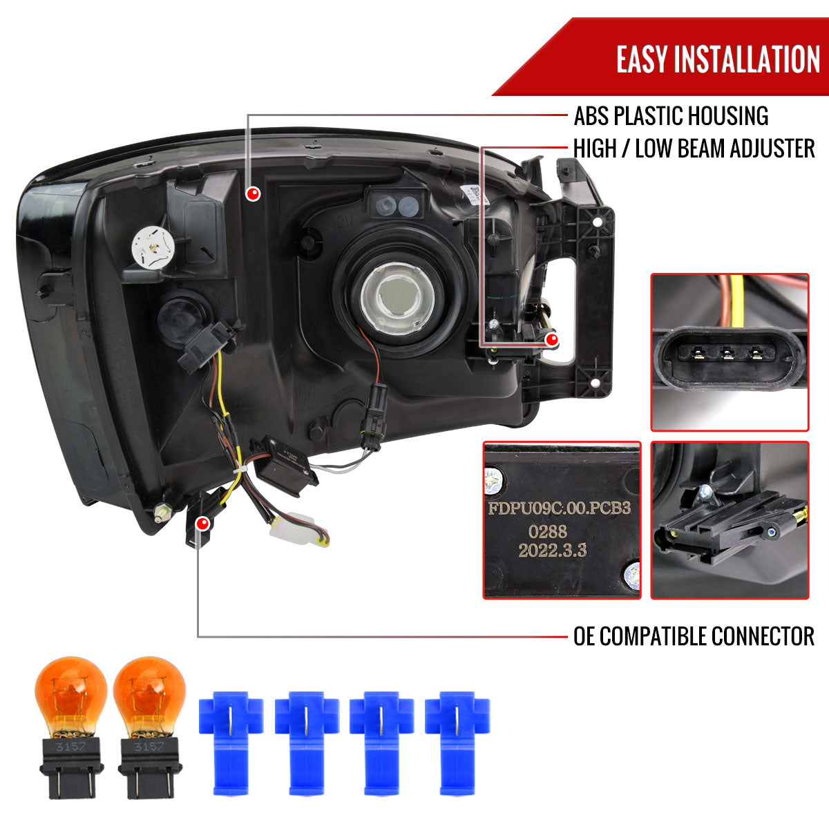 07 Dodge Ram 1500 Spec-D smoked headlights