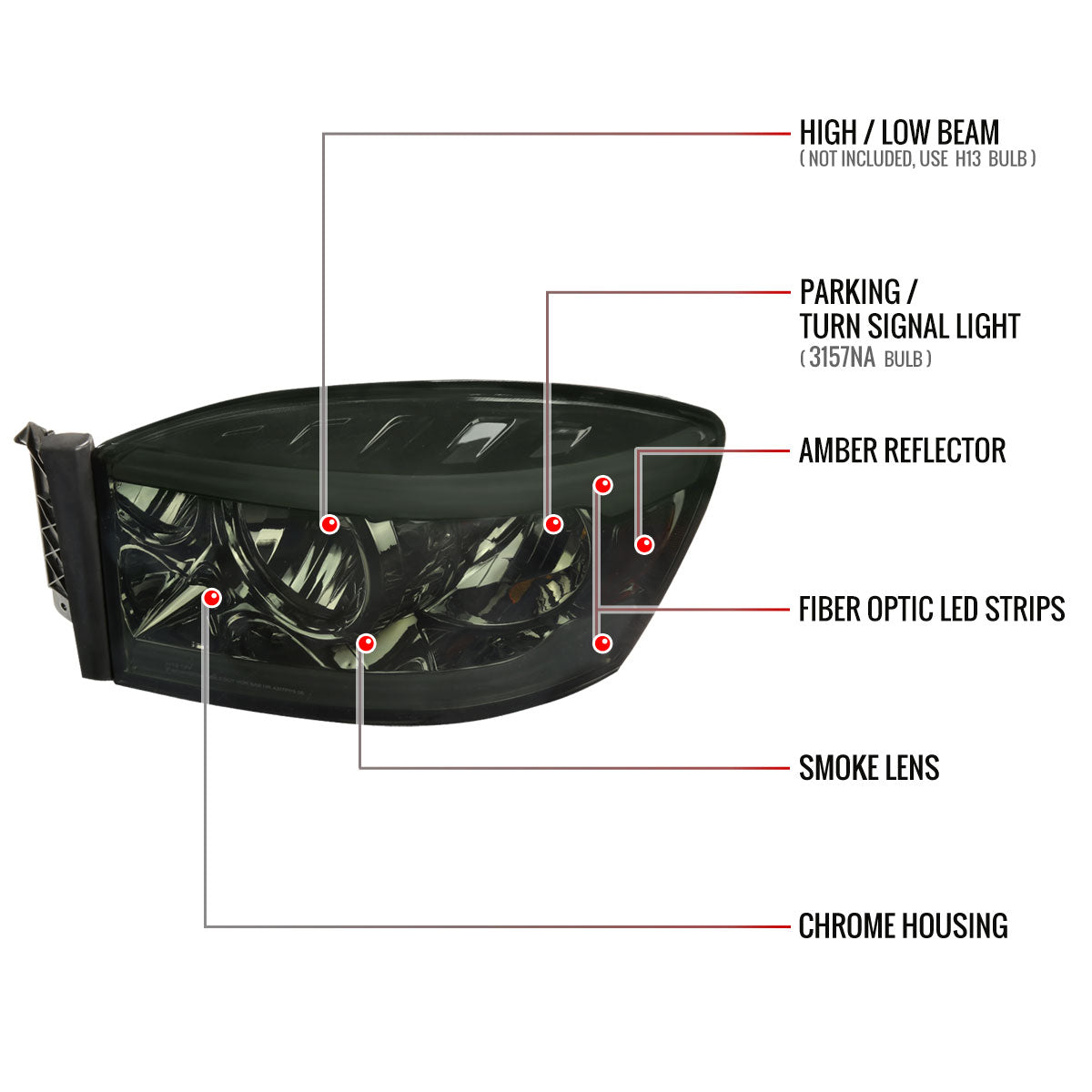 Spec-D Dodge Ram2500 08 smoked headlights