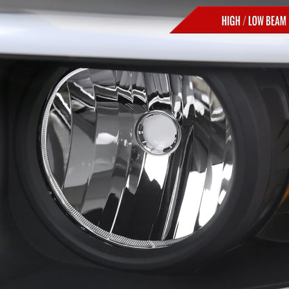 Spec-D 2006-2008 Dodge Ram 1500/ 2006-2009 Ram 2500 3500 LED Tube OE Style with Amber Reflector Black Headlights