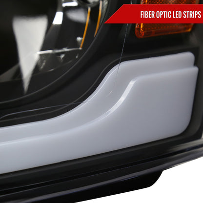 Spec-D 2006-2008 Dodge Ram 1500/ 2006-2009 Ram 2500 3500 LED Tube OE Style with Amber Reflector Black Headlights