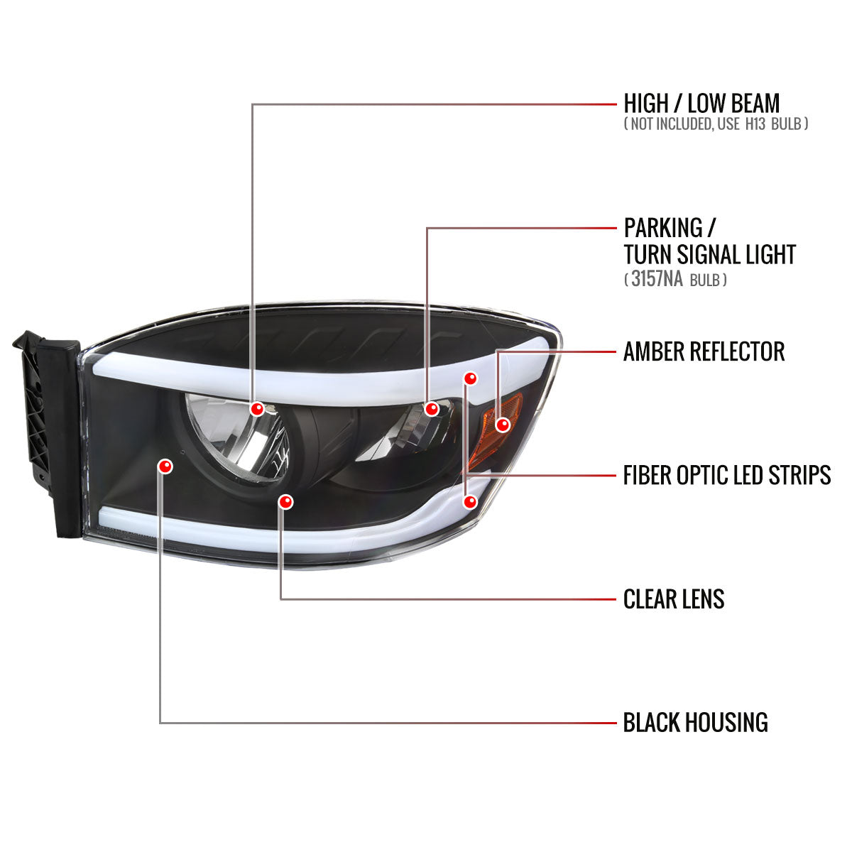 Spec-D Ram OE 08 black headlights