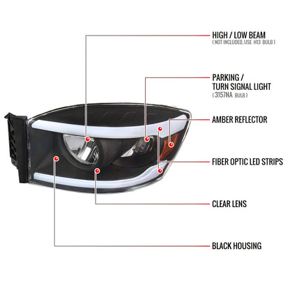 Spec-D Ram OE 08 black headlights