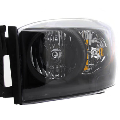 Spec-D 2006-2008 Dodge RAM 1500/ 2006-2009 RAM 2500 3500 OE Style Crystal Black Headlights