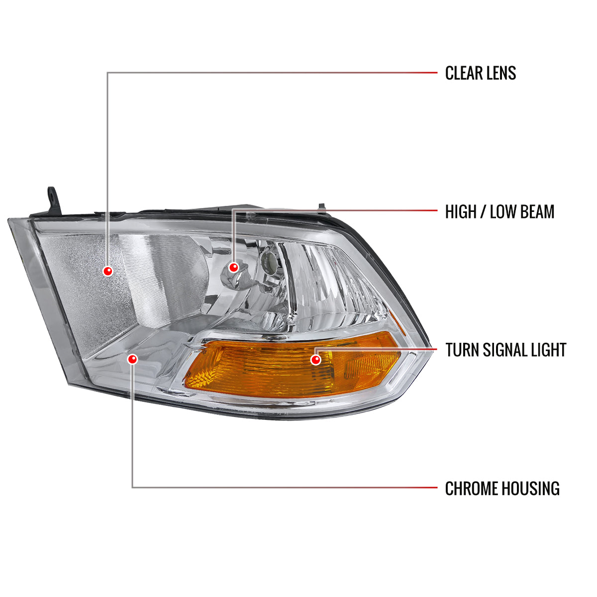 Spec-D Dodge RAM 2500 Classic 12 chrome headlights