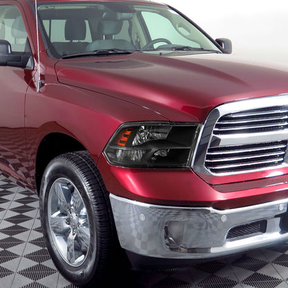 Spec-D 2009-2018 Dodge RAM 1500 / 2019-2021 RAM Classic / 2010-2018 RAM 2500 3500 Factory Quad Style Black Headlights