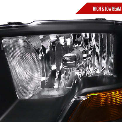 Spec-D 2009-2018 Dodge RAM 1500 / 2019-2021 RAM Classic / 2010-2018 RAM 2500 3500 Factory Dual Style Black Headlights