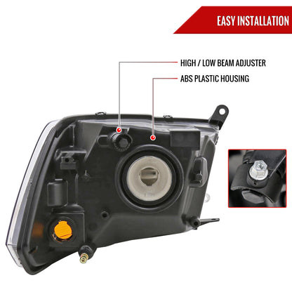 Spec-D 2009-2018 Dodge RAM 1500 / 2019-2021 RAM Classic / 2010-2018 RAM 2500 3500 Factory Dual Style Black Headlights