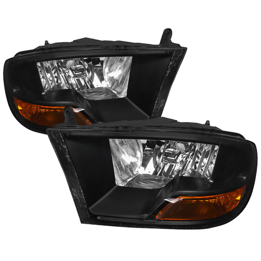 Spec-D 2009-2018 Dodge RAM 1500 / 2019-2021 RAM Classic / 2010-2018 RAM 2500 3500 Factory Dual Style Black Headlights