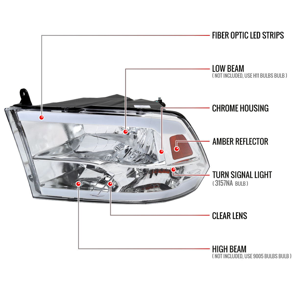Spec-D Ram Quad 11 chrome headlights