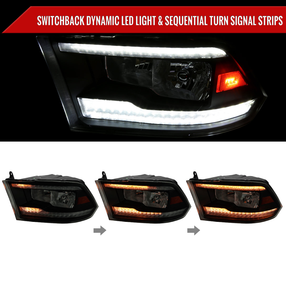 2011 Dodge Ram Classic Spec-D black aftermarket headlights