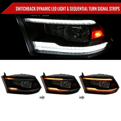 2011 Dodge Ram Classic Spec-D black aftermarket headlights