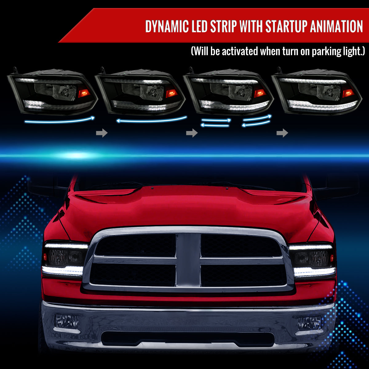Spec-D 2012 Dodge Ram Classic black sequential headlights