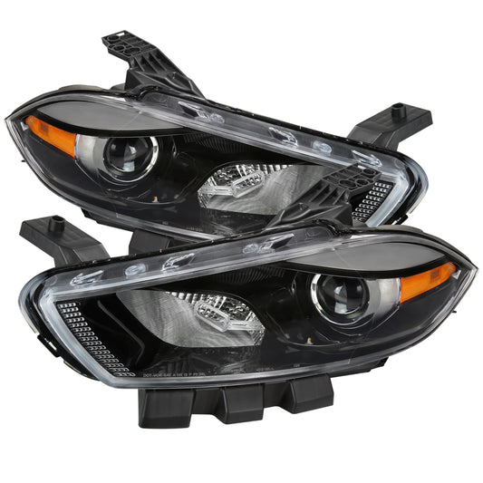 Spec-D 2013-2016 Dodge Dart OE Style with Projector High/Low Beam J Black Headlights