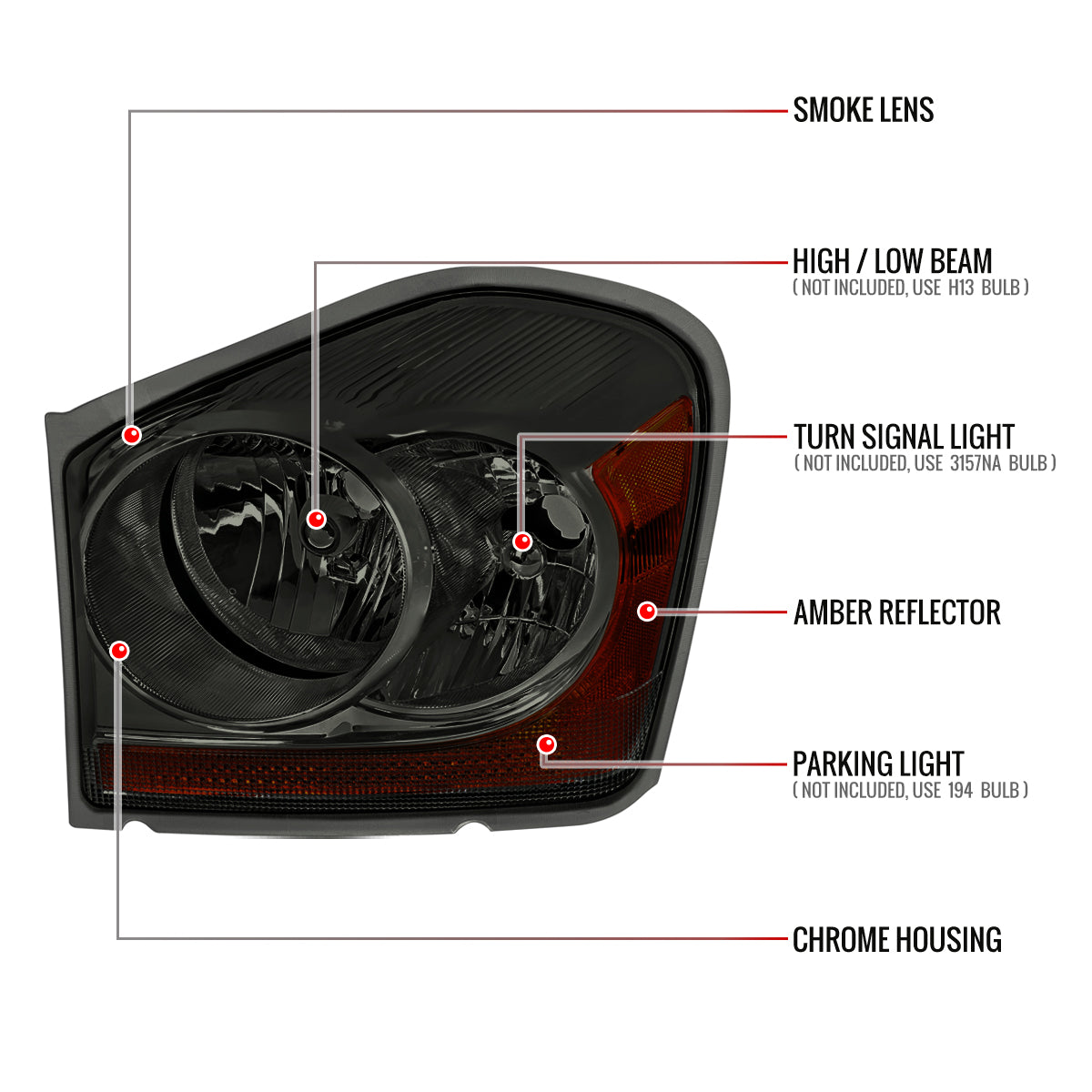 Spec-D Dodge Durango OE 06 chrome headlights