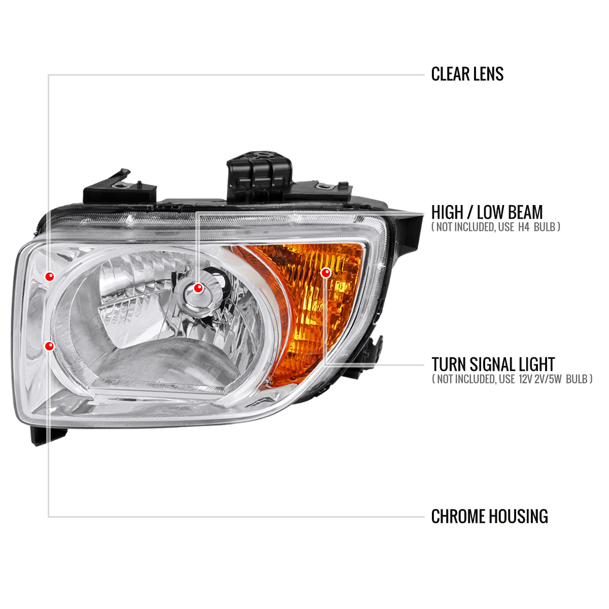 Spec-D Honda Element Factory 05 chrome headlights