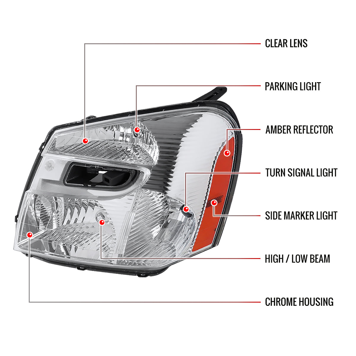 Spec-D Chevy Equinox OE Amber 07 chrome headlights