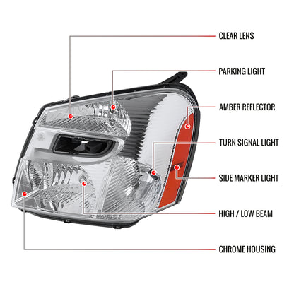 Spec-D Chevy Equinox OE Amber 07 chrome headlights