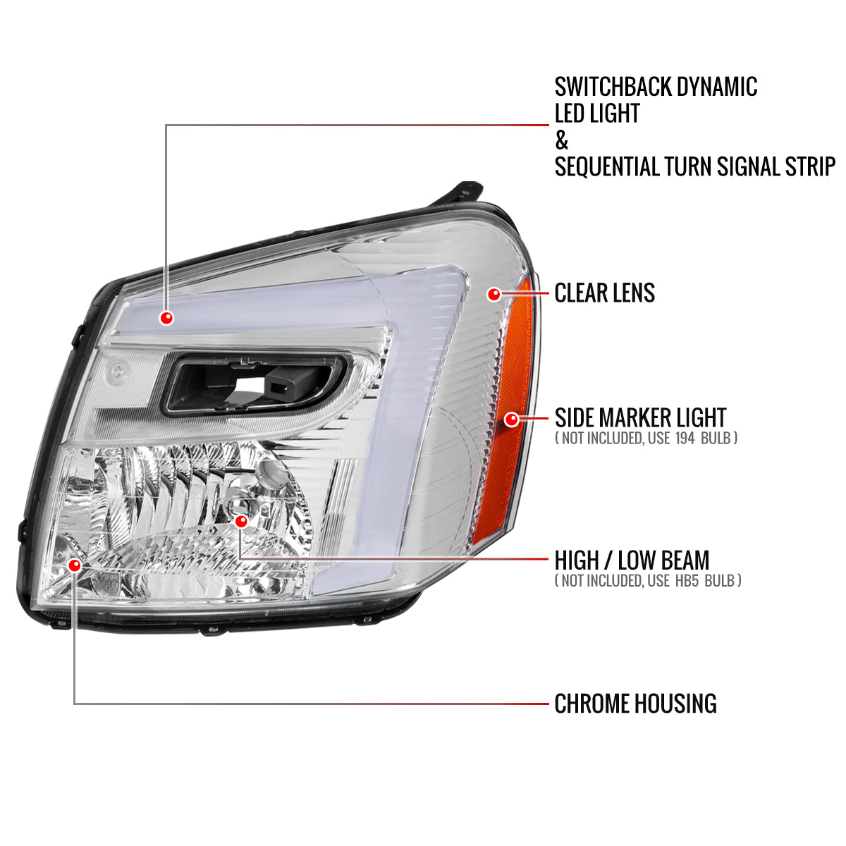 Spec-D Equinox OE Turn 07 chrome headlights