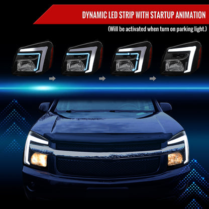 Spec-D 2005-2009 Chevy Equinox OE Style with Sequential Switchback LED Bar Turn Signal Matte Black Headlights