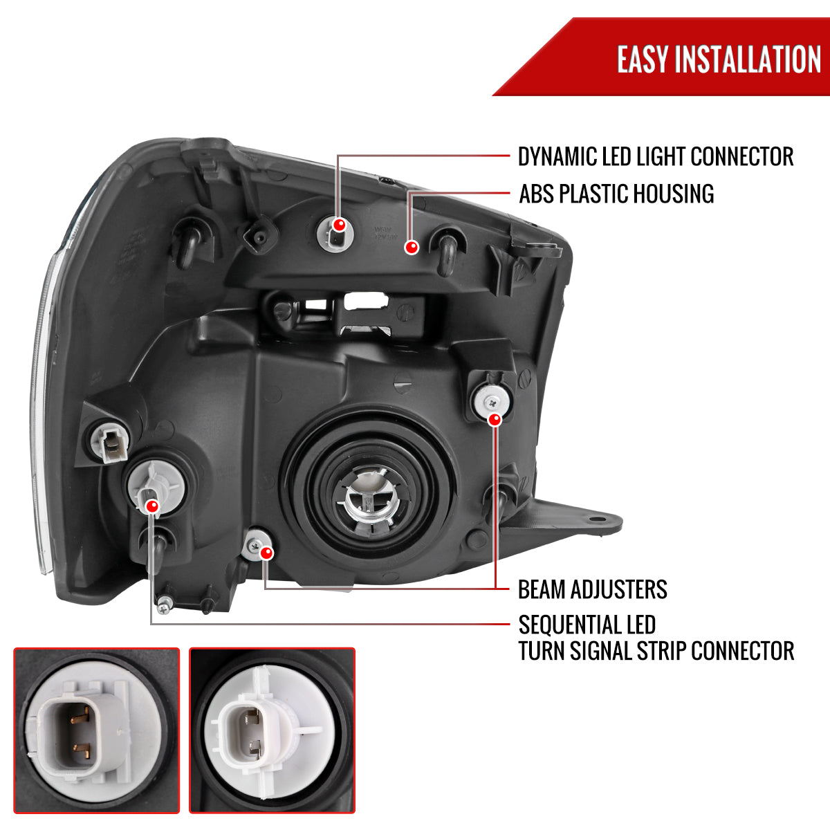 Spec-D 2005-2009 Chevy Equinox OE Style with Sequential Switchback LED Bar Turn Signal Matte Black Headlights