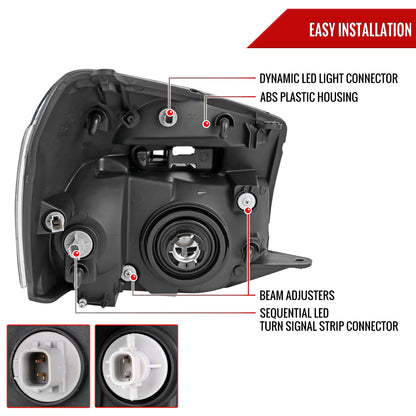 Spec-D 2005-2009 Chevy Equinox OE Style with Sequential Switchback LED Bar Turn Signal Matte Black Headlights