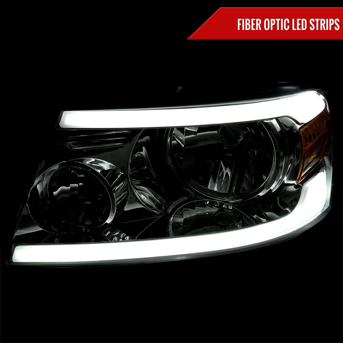 2005 F-150 Lincoln Mark LT Spec-D smoked aftermarket LED Bar headlights